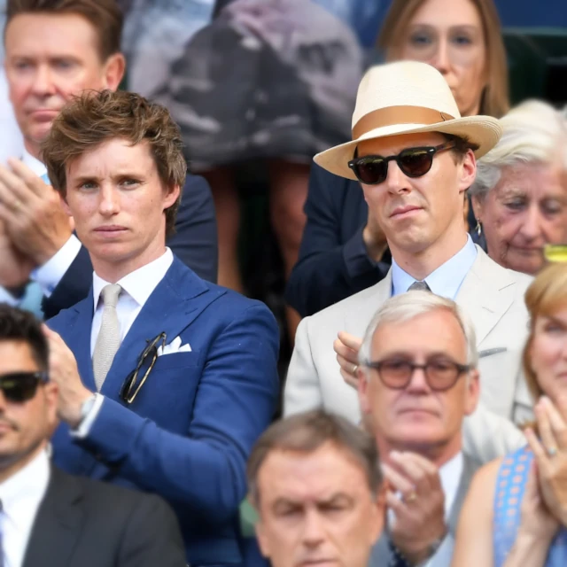 Eddie Redmayne and Benedict Cumberbatch in a crowd