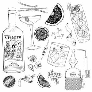 An illustration of Sipsmith ingredients